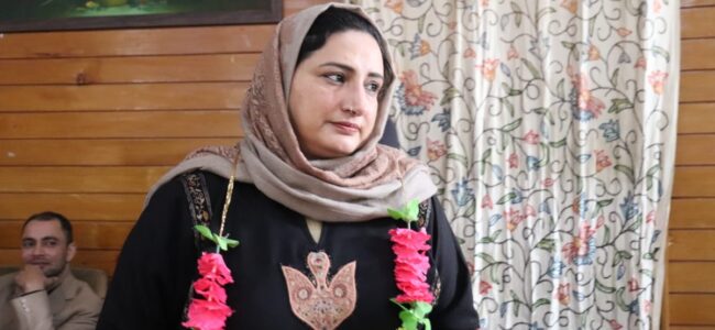 NC councillor Masrat Kar elected new chairperson MC Sopore NC councillor Masrat Kar elected new chairperson MC Sopore