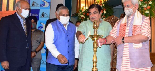 Nitin Gadkari, Lt Guv lay foundation for four NH Projects Nitin Gadkari, Lt Guv lay foundation for four NH Projects