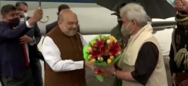 Union HM Amit Shah lands in Srinagar