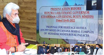 Lt Guv reviews restoration works of heritage Mubarak Mandi Complex