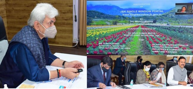 Lt Governor launches JK Single Window Clearance System