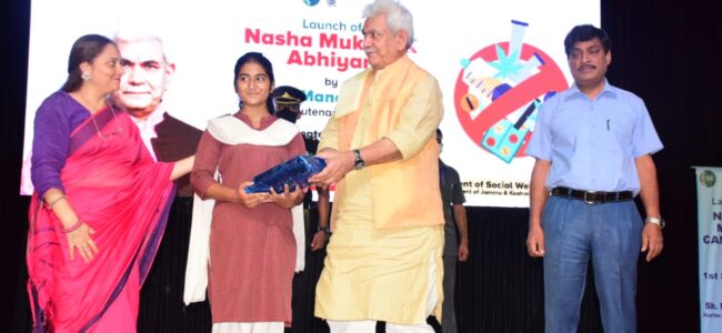 Lt Governor launches campaign for Nasha Mukt Jammu Kashmir