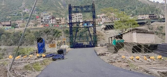Panel launching started on Bailey suspension bridge over Chenab in Ramban Panel launching started on Bailey suspension bridge over Chenab in Ramban