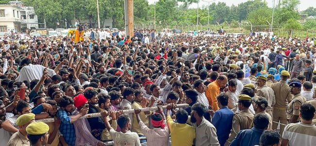 End of an era: Sea of crowd in Saifai for veteran socialist leader Mulayam Singh Yadav’s last rites