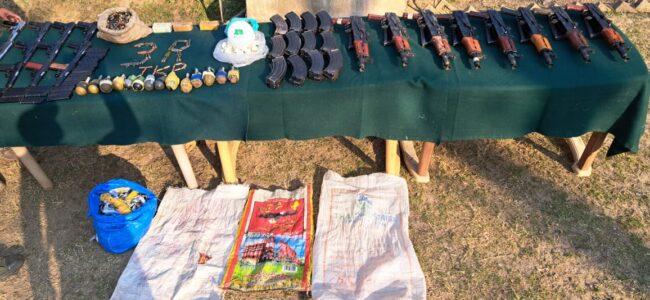 Huge cache of arms, ammunition recovered in Uri Baramulla Huge cache of arms, ammunition recovered in Uri Baramulla