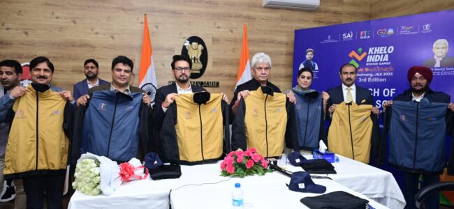 Lt Governor, Union Sports Minister launches 3rd Khelo India National Winter Games Anthem, Mascot and Jersey Lt Governor, Union Sports Minister launches 3rd Khelo India National Winter Games Anthem, Mascot and Jersey