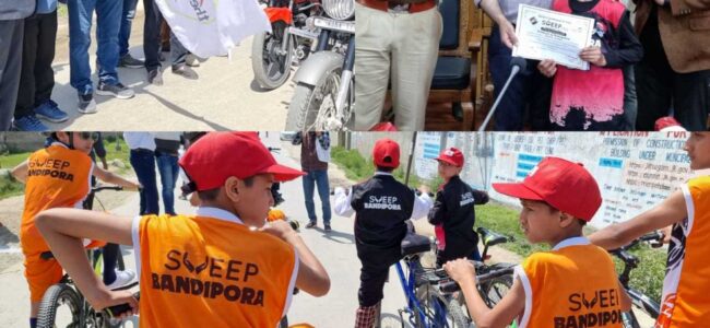 Cycle rally held as part of SVEEP activities in Hajin Cycle rally held as part of SVEEP activities in Hajin