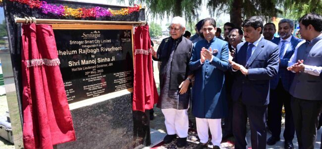 Lt Guv inaugurates, dedicates the Jhelum Rajbagh Riverfront to the public