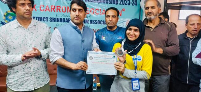 DC Srinagar presides over concluding Ceremony of Srinagar Carrom Championship DC Srinagar presides over concluding Ceremony of Srinagar Carrom Championship