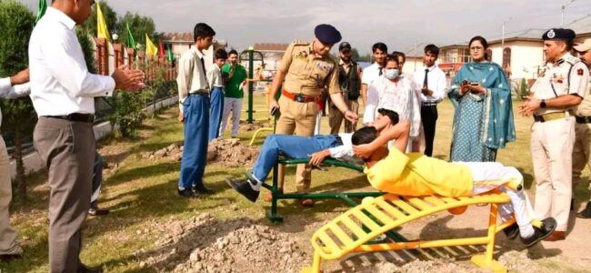DIG Central Kashmir inaugurates open air gym at Police Public School Bemina DIG Central Kashmir inaugurates open air gym at Police Public School Bemina