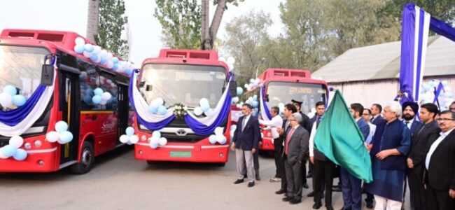Lt Gv launches Srinagar Smart City’s 100 Electric Buses