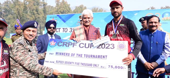 CRPF T20 Cricket Cup 2023: Lt Guv felicitates the winner, runner-up and other outstanding players CRPF T20 Cricket Cup 2023: Lt Guv felicitates the winner, runner-up and other outstanding players