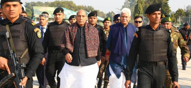 Defence Minister Rajnath Singh reaches Jammu to review security situation