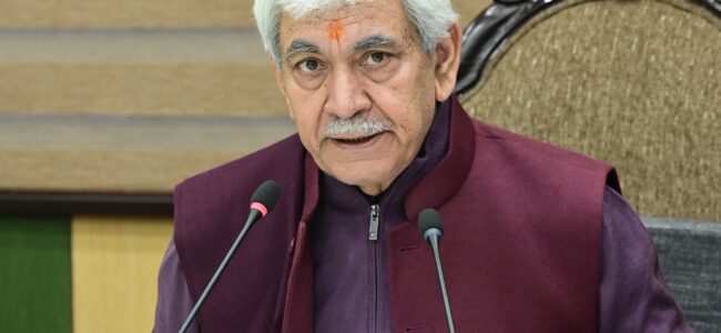Lt Guv addresses seminar on ‘J&K’s March towards Peace” Lt Guv addresses seminar on ‘J&K’s March towards Peace”