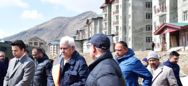 Lt Guv conducts on-site inspection and reviews ongoing construction work of Transit Accommodation at Zewan