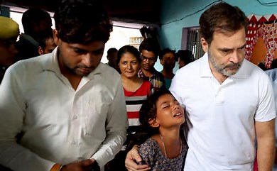 Rahul Gandhi meets family members of stampede victims in Hathras Rahul Gandhi meets family members of stampede victims in Hathras