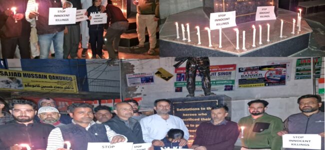 Candlelight March organised at Kupwara against killing of civilians Candlelight March organised at Kupwara against killing of civilians