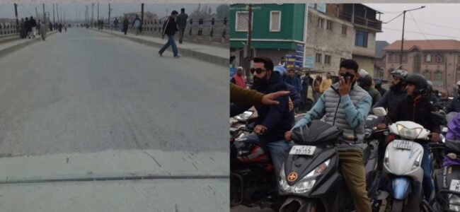 Bemina Bridge thrown open to public, restoration and repair works were completed Bemina Bridge thrown open to public, restoration and repair works were completed