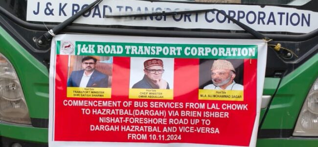 Special Bus service commences from Lal Chowk to Hazratbal Dargah via Brien Ishber Nishat Special Bus service commences from Lal Chowk to Hazratbal Dargah via Brien Ishber Nishat