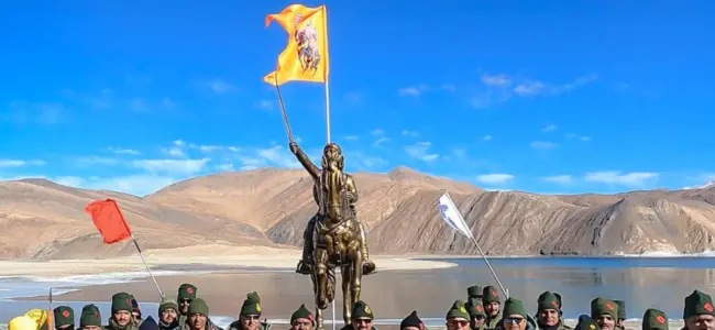 Army unveils statue of Shivaji at eastern Ladakh’s Pangong Tso