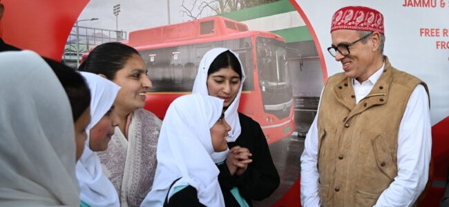 CM Omar Abdullah flags off free bus service for women across J&K