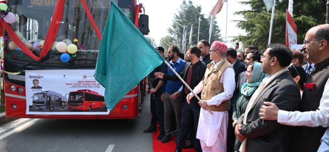 CM Omar Abdullah flags off free bus service for women across J&K