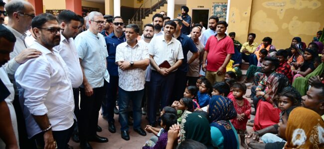 CM Omar Abdullah visits camps in Jammu, Samba
