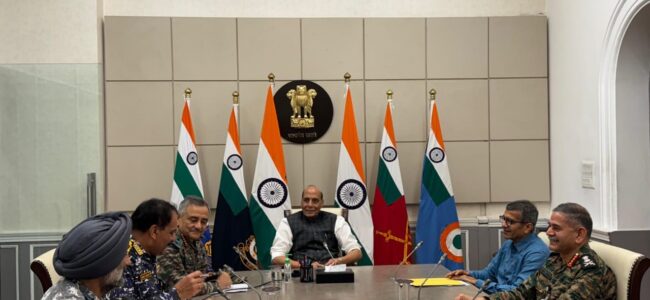 Rajnath reviews security situation with CDS, 3 service chiefs
