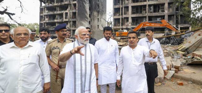 PM Modi visits AI crash scene, meets injured in hospital