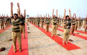 BSF troops perform yoga on pontoon bridge in Kathua