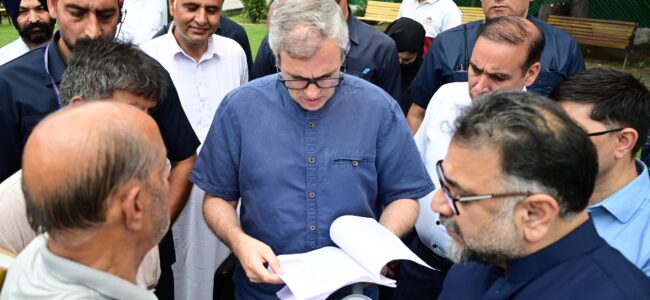 CM Omar Abdullah interacts with citizens at Raabita office Srinagar, listens to public concerns