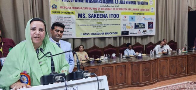 Drug-free J&K imperative for well-being of future generations: Sakeena Itoo
