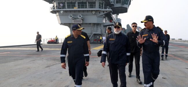 PM Modi celebrates Diwali with Navy personnel onboard INS Vikrant