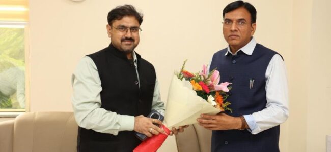 Satish Sharma calls on Union Minister for Youth Affairs & Sports Satish Sharma calls on Union Minister for Youth Affairs & Sports