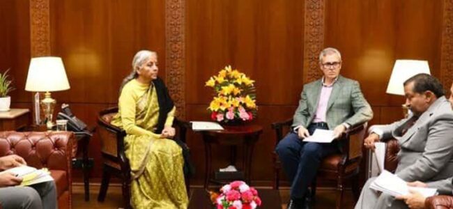 Omar meets Union Fin Min, seeks continued financial support