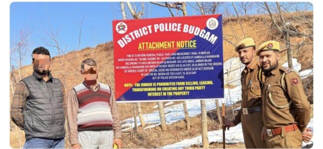 Police seize prime property of JKNOP in Budgam