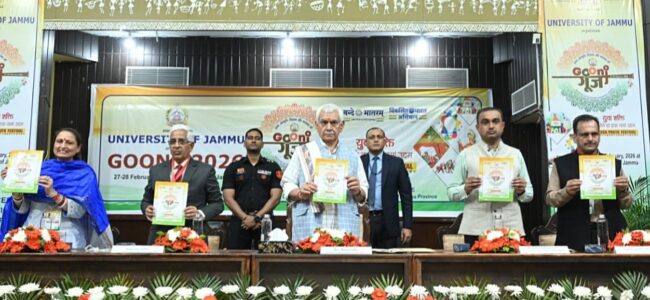 Lt Guv inaugurates Youth Festival ‘Goonj 2026’ at University of Jammu