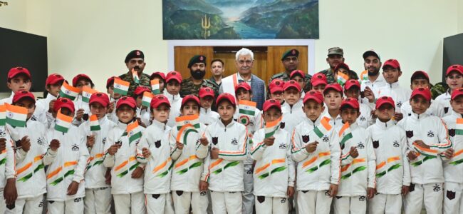 Lt Guv interacts with group of students from Army Goodwill School