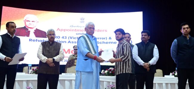Lt Guv hands over appointment letters to the families of terror victims of Jammu Division