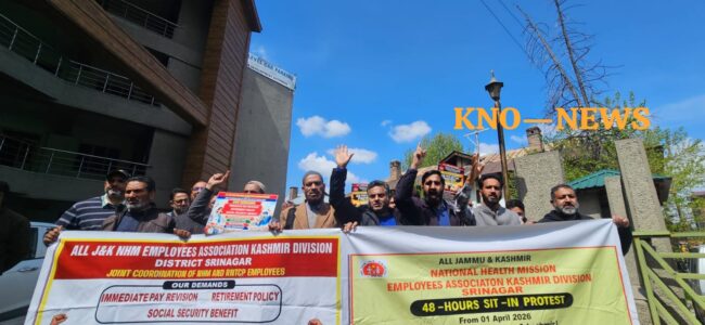 NHM employees commence 48-hour sit-in in Srinagar to press for their demands