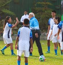 PM plays football with boys, girls in Sikkim