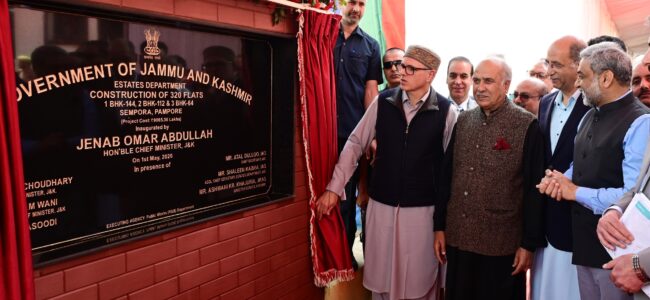 CM Omar Abdullah inaugurates 368 residential units for government employees at Sempora, Pampore