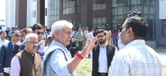 Lt Guv conducts on-site inspection of Shri Amarnath Ji Shrine Board’s Yatri Niwas at Pantha Chowk