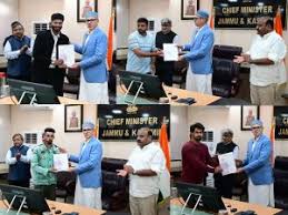 Omar hands over compassionate appointment orders to 52 beneficiaries.