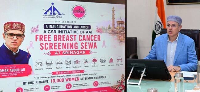 Chief Minister Omar Abdullah inaugurates Free Breast Cancer Screening Seva in Srinagar