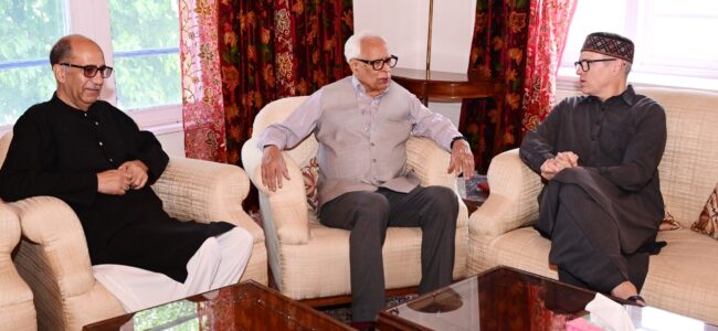 Chief Minister Omar Abdullah meets former J&K Governor N. N. Vohra