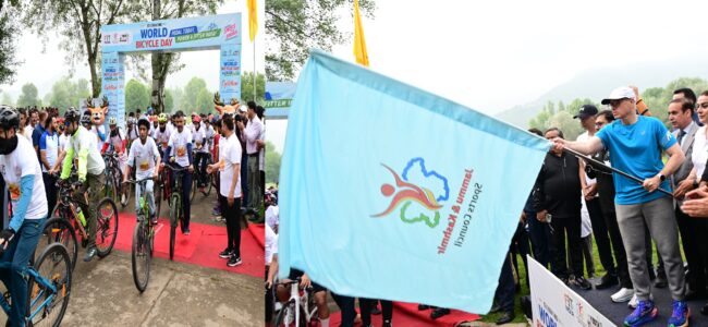 CM Omar Abdullah flags off Cyclothon on World Bicycle Day, launches Jammu Cyclothon campaign