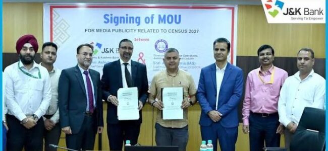 JK Bank signs MoU with Directorate of Census Operations for population enumeration awareness